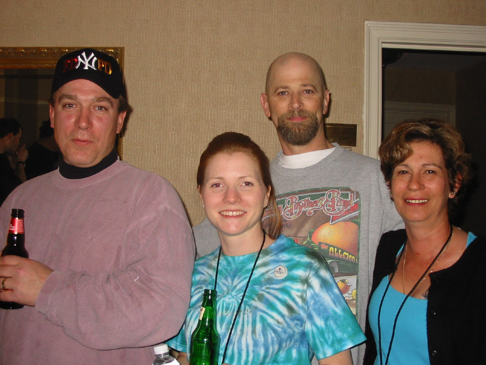 Stormy, Jeanne, Gary and Debbie at the pre-party on March 16, 2002.