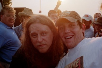 This is me and Warren in the parkin lot in Charlotte.  He was ridin in the Government Mule van and just jumped out and started jammin.  He complimented me on my Duane shirt!!