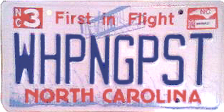 NC Whipping Post license plate