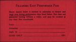 Fillmore East Performer Pass